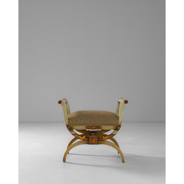 1920s Italian Neoclassical Curule Stool With Upholstered Seat For Sale - Image 16 of 18