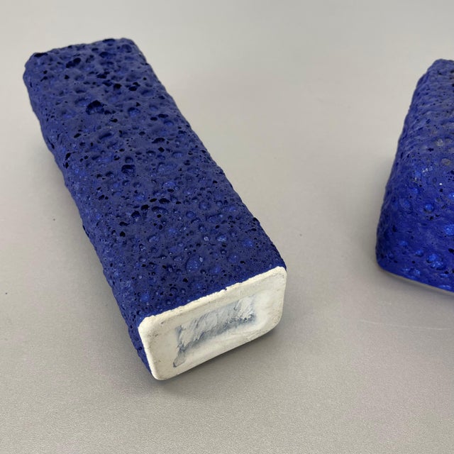 Abstract Colorful Pottery Blue Vase attributed to Silberdistel, W. Germany, 1970s For Sale - Image 14 of 18