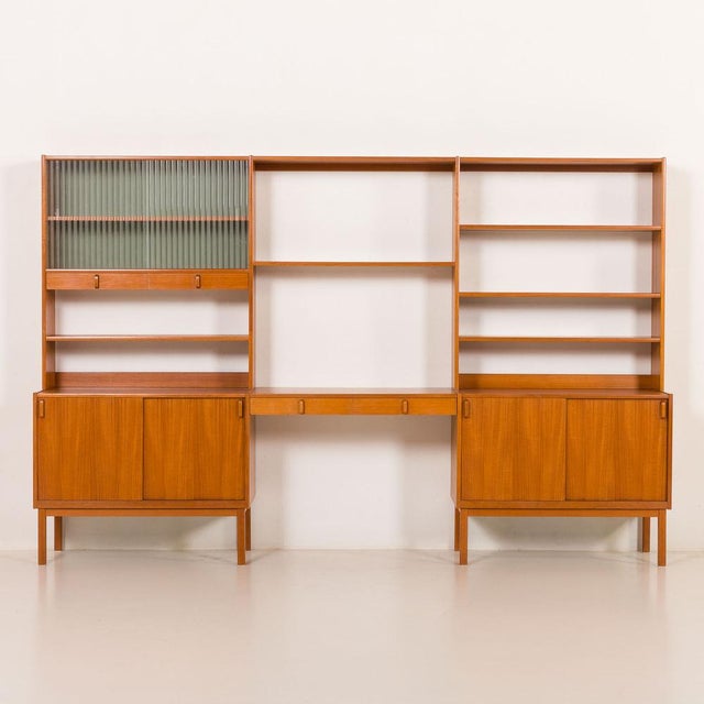 Wood Free-Standing Wall Unit with Desk by Bertil Fridhagen for Bodafors, Sweden, 1960s For Sale - Image 7 of 18