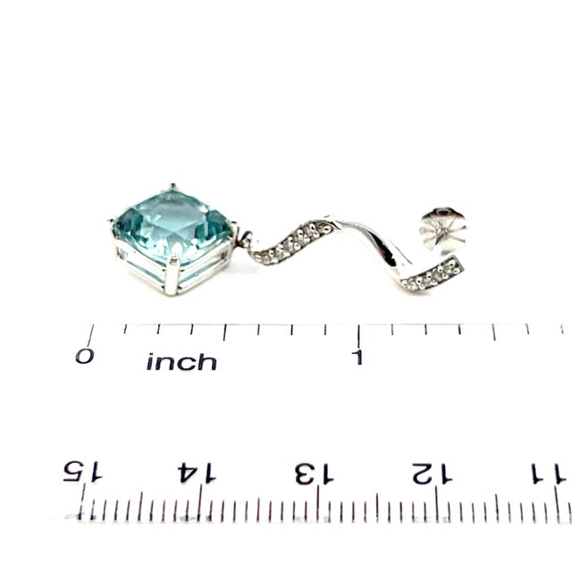 Metal Natural Aquamarine Diamond Earrings 14k Gold 8.15 TCW Certified For Sale - Image 7 of 13