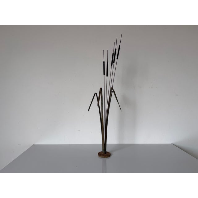 Mid-Century Modern 1970’s Mid-Century Modern Mixed Metals Cattail Sculpture For Sale - Image 3 of 12