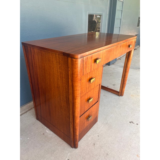 Mid-Century Modern 1940s Saginaw Furniture Shops "Expandomatic" Mahogany Desk-to-Dining Table For Sale - Image 3 of 18