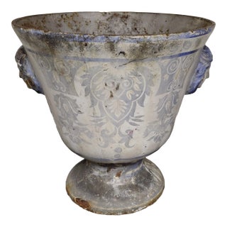 19th Century Antique Enameled Cast Iron Urn For Sale