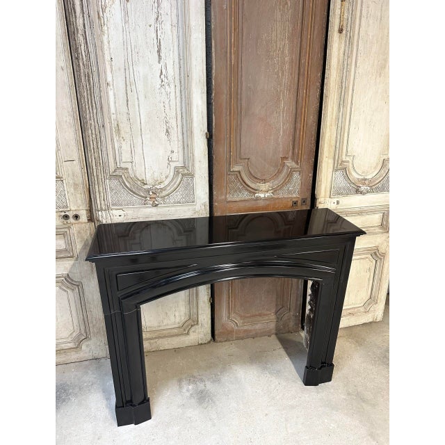 French Louis XIV Style Fireplace in Black Marble, 1900s For Sale - Image 3 of 15