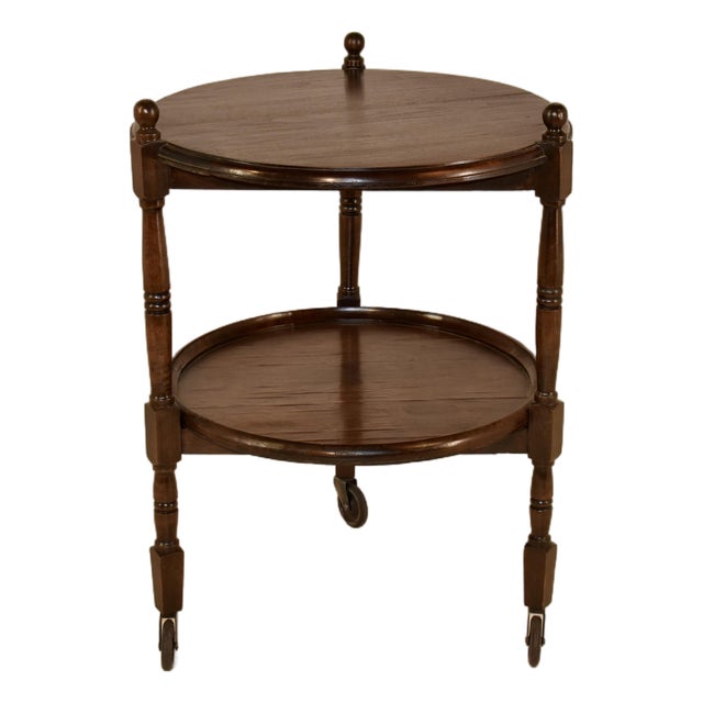 English Oak Round Bar Cart, Circa 1920 For Sale