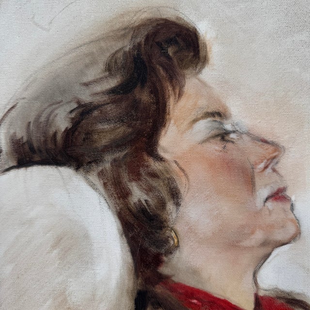 An original mid-century portrait study featuring expressive, confident brushwork and a beautifully restrained palette of...