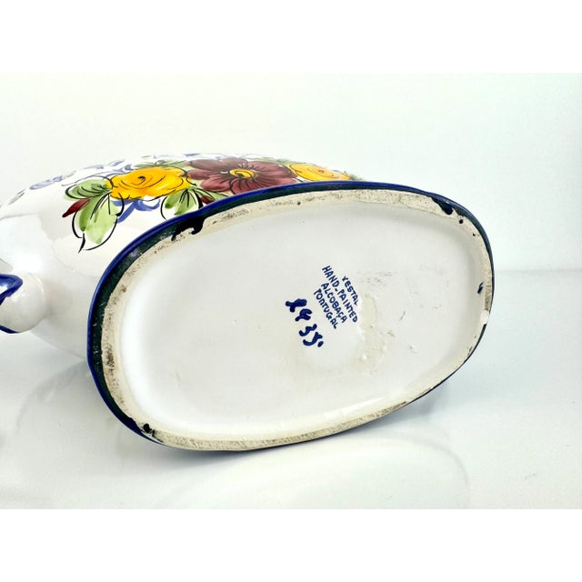 1960s Mid Century Hand Painted Alcobaça Portugal Centerpiece Bowl For Sale - Image 10 of 11