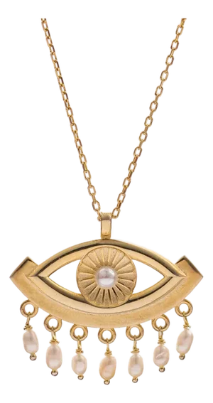 Cleopatra’s Mystic Pearl Eye Gold Necklace