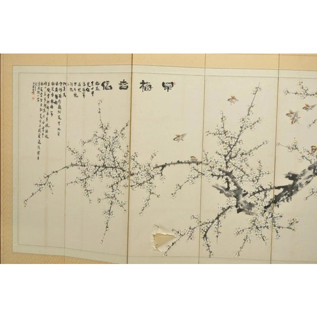 Mid 20th Century Chinoiserie Japanese Cherry Blossom Byobu 8 Panel Folding Screen Room Divider For Sale - Image 4 of 12