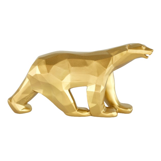 Gold Resin Pompon Bear from Richard Orlinski For Sale