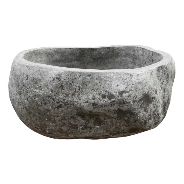 Vintage Giant Carved Boulder Bowl For Sale