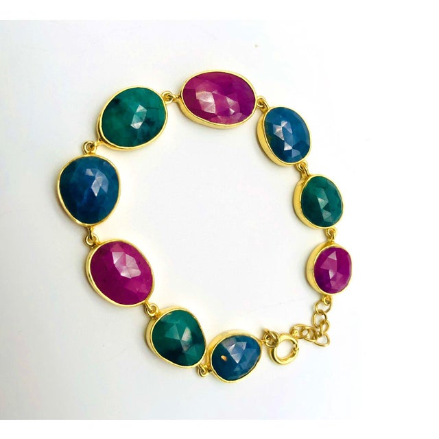 Early 21st Century Bochic "Rough Cut" Natural Emeralds, Sapphires & Rubies Set In 18K Gold & Silver For Sale - Image 5 of 18