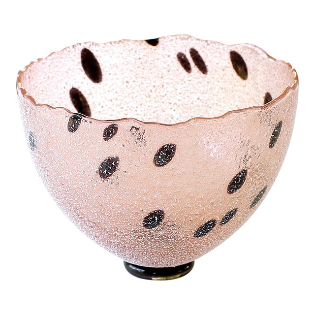 Bertil Vallien Kosta Boda Pink Chicko Bowl Scavo Glass Candy Dish For Sale