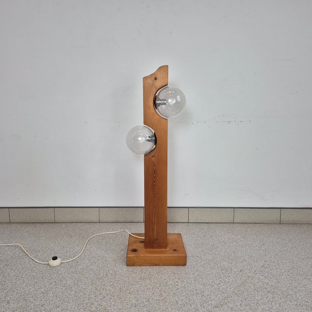 Mid-Century Pine and Glass Floor Lamp from Temde, 1960s For Sale - Image 12 of 12