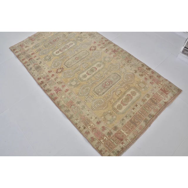 Ecru 1950s Handwoven Ochre Turkish Rug For Sale - Image 8 of 10