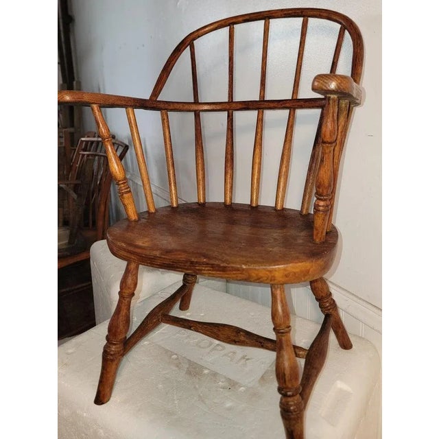 Rustic 19thc Windsor Childs Chair For Sale - Image 3 of 8