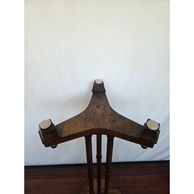 1960s Hollywood Regency Walnut Burl & Brass Lane Accent Table/Plant Pedestal Stand For Sale - Image 10 of 10