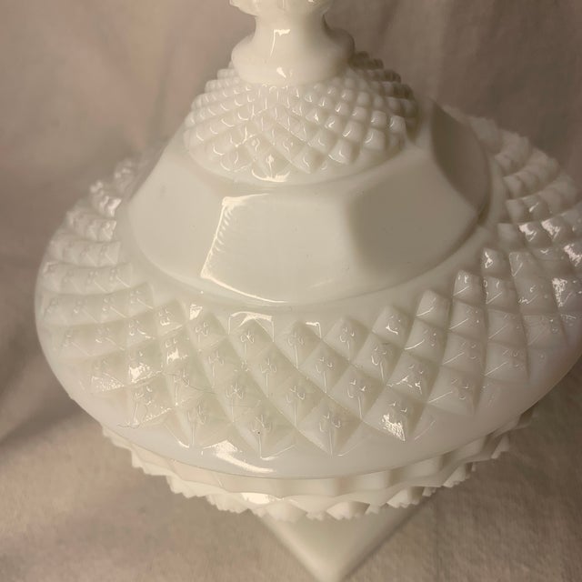 Westmoreland Glass Westmoreland White Milk Glass English Hobnail Pedestal Candy Dish For Sale - Image 4 of 7