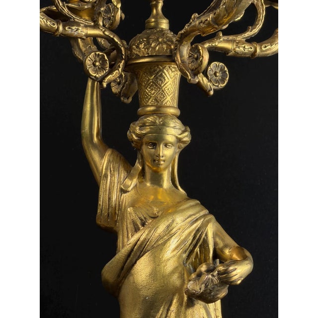 French Empire Revival Gilt Bronze Figural Candelabras, Late 19th Century, Set of 2 For Sale - Image 11 of 18