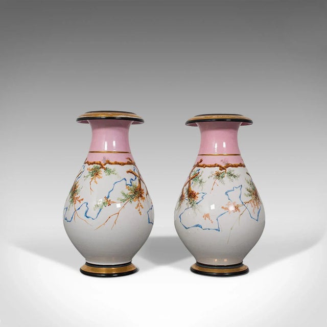 Light Pink Late 19th Century Ceramic French Victorian Urns - A Pair For Sale - Image 8 of 13