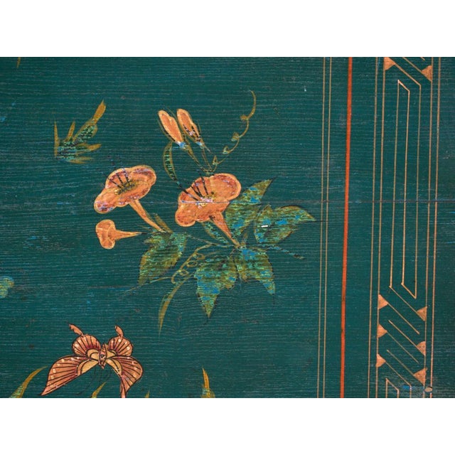 Chinese Trunk in Green-Lacquered Elm, 1900 For Sale - Image 10 of 13