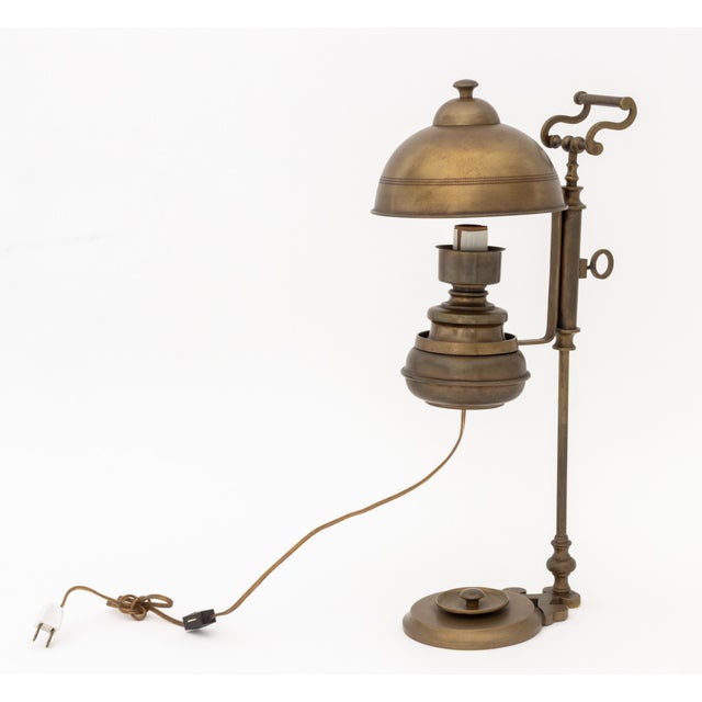 Vintage Brass Adjustable Electrified Oil Lamp For Sale In New York - Image 6 of 9