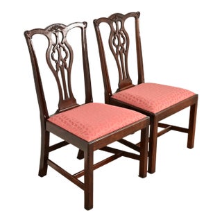 Stickley Georgian Carved Mahogany Side Chairs or Dining Chairs, Pair For Sale