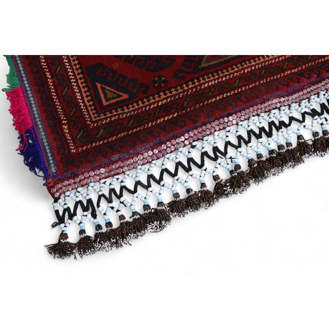 Maroon Vintage Afghan Nomad Rug Seat Cushion Cover, 1970s For Sale - Image 8 of 18