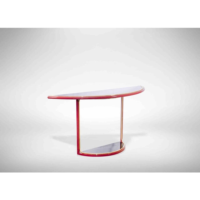 1970s Vintage Console Table with Wall Mirror by Tommaso Barbi, Italy, 1970s, Set of 2 For Sale - Image 5 of 8