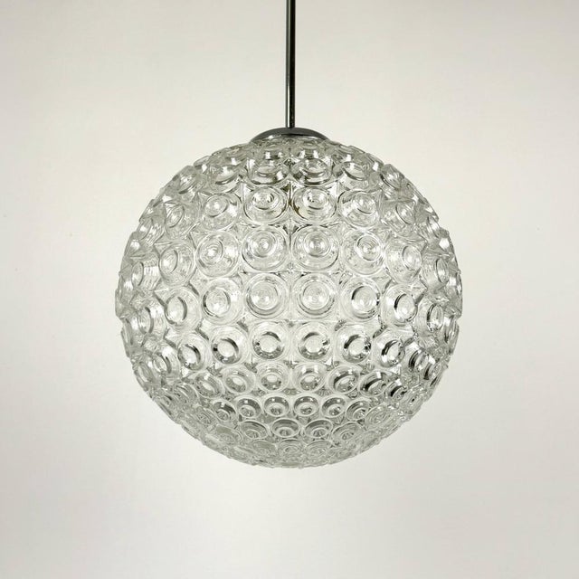 Mid-Century Modern Bubbled Clear Glass Globe Pendant Lamp by Limburg Glashutte from Glashütte Limburg, 1970s For Sale - Image 6 of 6