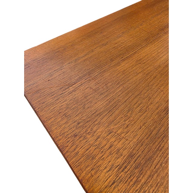 Mid Century Modern Walnut Console Table With Brass Spindles, Vintage Entryway Table For Sale - Image 11 of 11