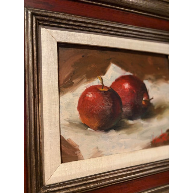 Paper Mid 20th Century Apple Still Life by Alzada Knutson. Oil on Masonite. For Sale - Image 7 of 8