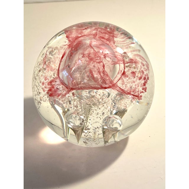 Murano Style Art Glass Paperweight with Red For Sale - Image 9 of 10