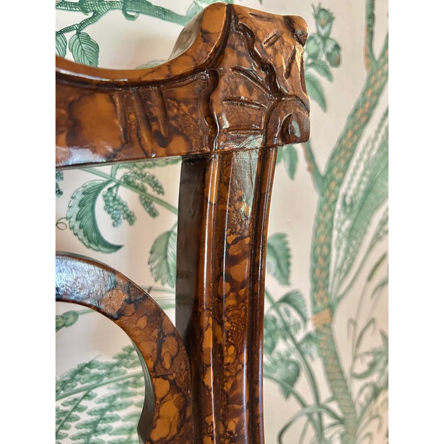 Early to Mid 20th Century Anglo-Chinese Faux Tortoiseshell Lacquer Pagoda Armchair For Sale - Image 12 of 15