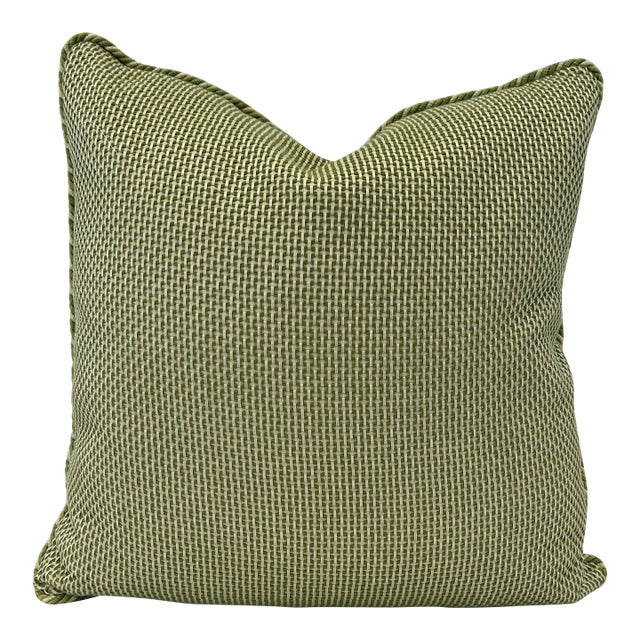 Woven Basketweave 20” Feather/Down Pillow For Sale