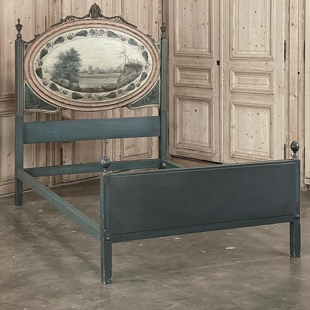French 19th Century Dutch Neoclassical Louis XVI Painted Bed For Sale - Image 3 of 18