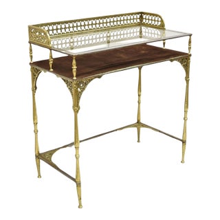 Antique French Renaissance Revival Oscar Bach Style Bronze & Iron Vanity Table For Sale