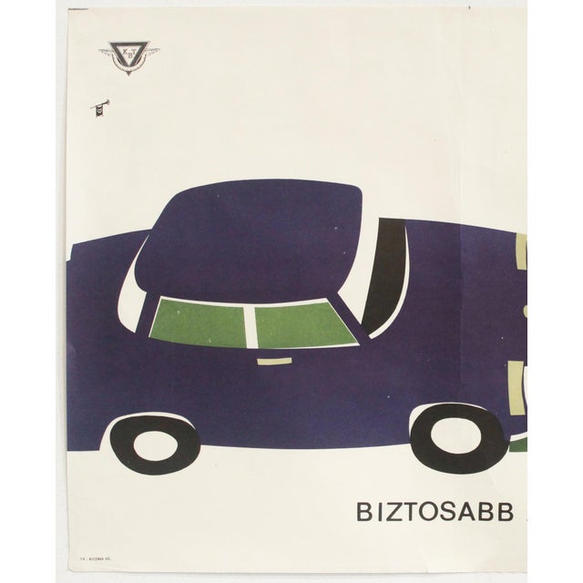 1963 Original Hungarian Poster - "Its Safer Behind the Pedestrian" For Sale - Image 4 of 4