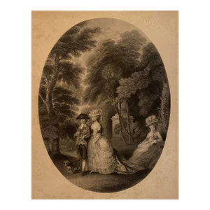 Antique Thomas Gainsborough Engraving the Walk at Kew