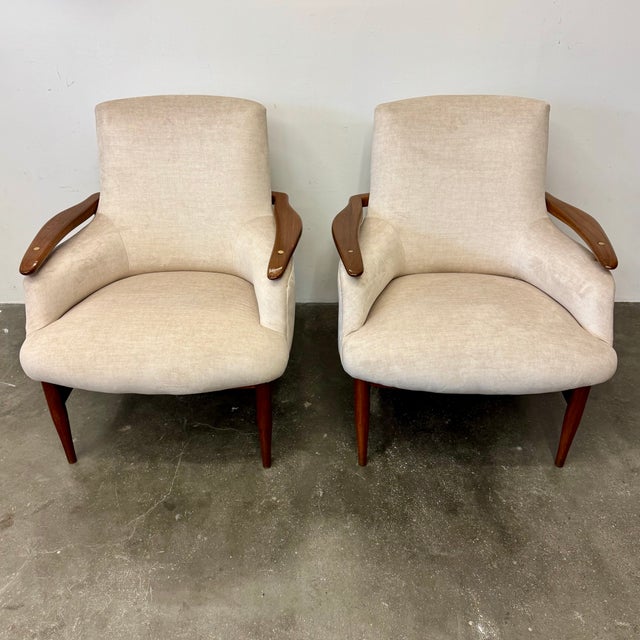 Wood Danish Armchairs attributed to Finn Juhl, 1950s, Set of 2 For Sale - Image 7 of 15