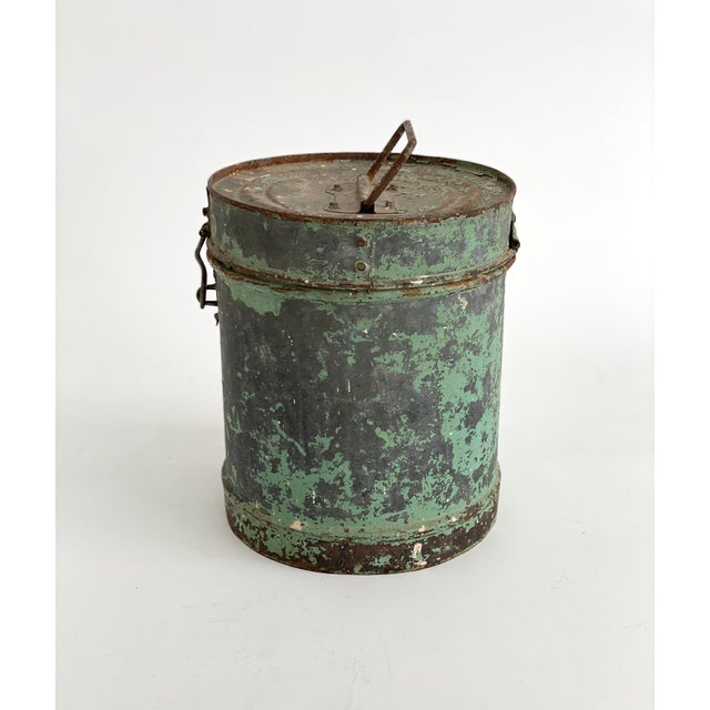 Rustic Green Metal Canister Chairish