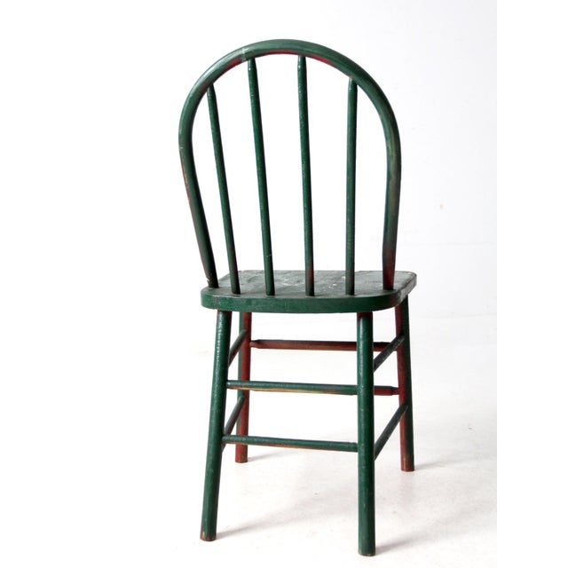 Vintage Green Windsor Style Farmhouse Chair For Sale - Image 6 of 12