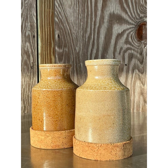Vintage Boho Original Studio Pottery Vase - a Pair For Sale In West Palm - Image 6 of 9