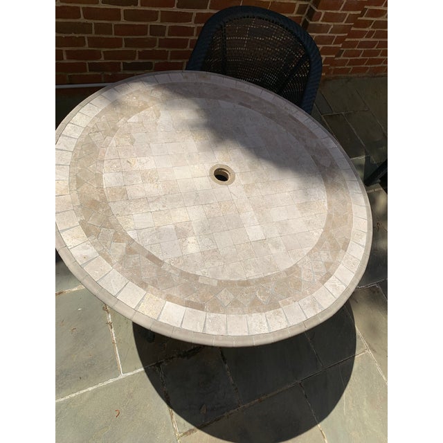 Woodard Landgrave Patio Porch Cast Classics Aluminum Stone Round Dining