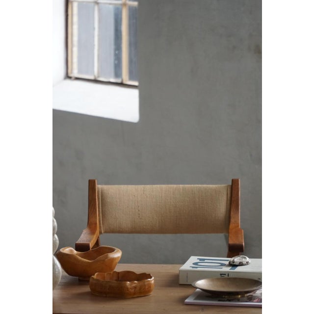 Mid-Century Modern Kurul Armchair in Oak and Hessian by Henning Kjærnulf, 1960s For Sale - Image 4 of 18