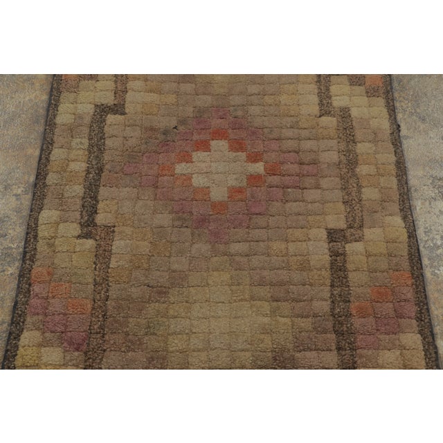 Traditional Antique Hooked Rug With Multicolor Geometric Medallion Design - Rug & Kilim For Sale - Image 3 of 7