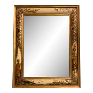 Early 20th Century Chinoiserie Table Hand Painted Mirror Signed For Sale