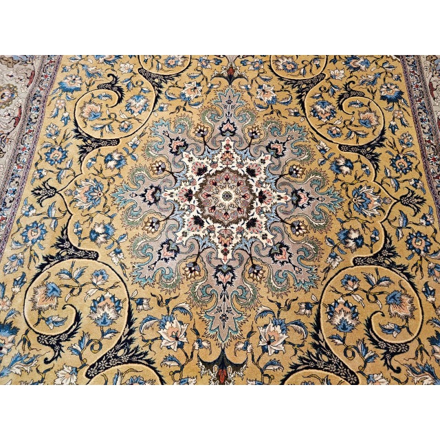 1900 - 1909 Vintage Persian Tabriz Rug, Hand-Knotted Wool, Floral Pattern, Moss Green & Caramel, 7x10 For Sale - Image 5 of 18