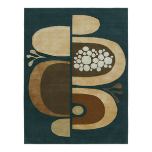 Rug & Kilim X Jenn Ski Blue Mid-Century Modern Style Rug With Geometric Patterns