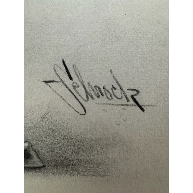 1950s 1950s Original Signed Graphite Illustration of Prancing Horse Study, 11.75 X 9 In. For Sale - Image 5 of 6